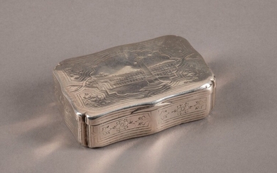 A SILVER SNUFF BOX WITH ARCHITECTURAL VIEW: ALEXANDER COLUM