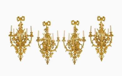 A Set of Four Louis XV Style Gilt-Bronze Five-Light