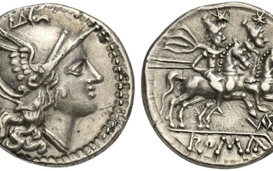 A. Terentius Varro, Denarius, Uncertain mint, ca. 206-200 BC; AR...