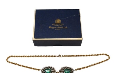 A VINTAGE YELLOW METAL DIAMOND AND EMERALD NECKLACE (YELLOW ...