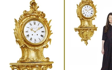 A Very Large 19th Century Tiffany & Co. Gilt Carved Bronze Wall Cartel Clock