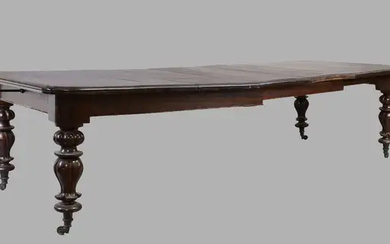 A Victorian mahogany wind out dining table, third quarter 19th century, on...