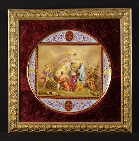 A Vienna Porcelain Plaque mounted in a...