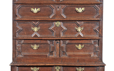 A William & Mary joined oak and elm chest-on-stand, circa 1700