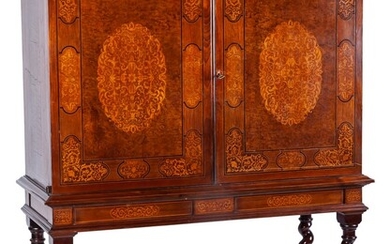 A William and Mary style walnut and seaweed marquetry...