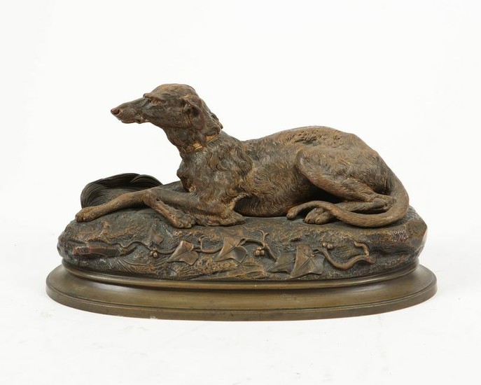 A bronze model of a dog, after Cana