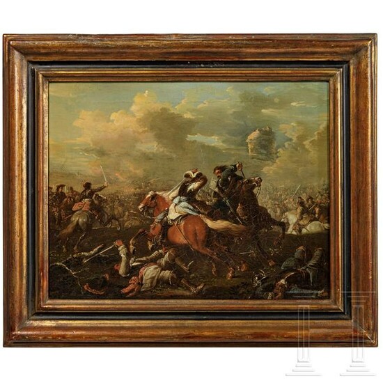 A cavalry battle, German, 1st half of the 18th century