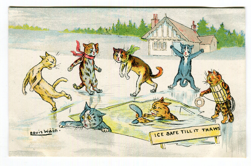 A collection of 28 postcards by Louis Wain, including postcards published by Valentine & Sons, C
