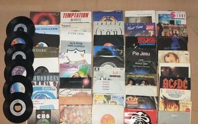 A collection of 40 plus assorted 45rpm to include Elton John...
