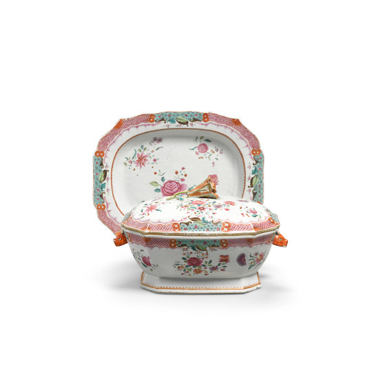 A famille rose export covered tureen and underdish