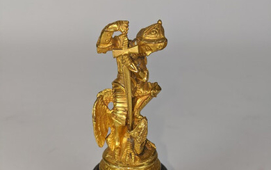 A gilt bronze figural sculptural seal depicting St. George the Dragon Slayer