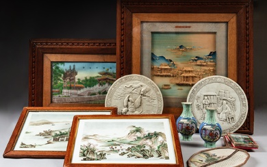 A group of ceramics, paintings and frames from the Père...