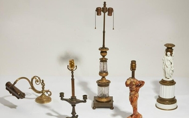 A group of five table lamps