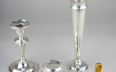 A group of silver to include: Edwardian seal wax holder, cir...