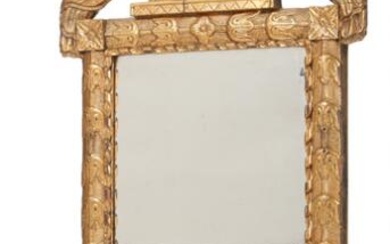 A late 18th century Louis XVI gilt wood and gesso mirror, richly...