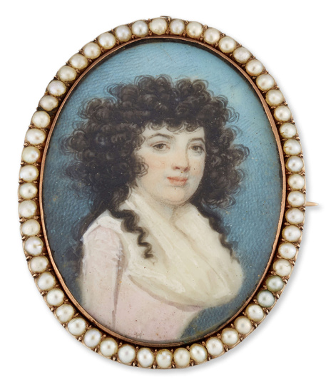 A late 18th century gold brooch mounted portrait miniature painted...