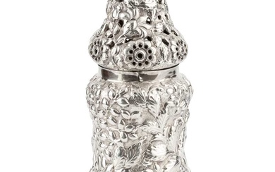 A late Victorian silver large sugar castor, of baluster form...