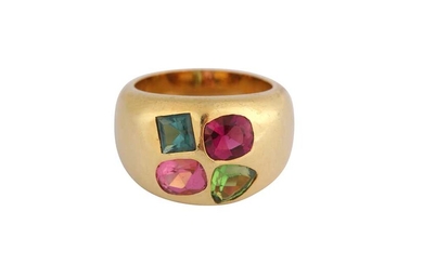 A multi-coloured tourmaline dress ring