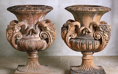 A pair of Continental terracotta planters