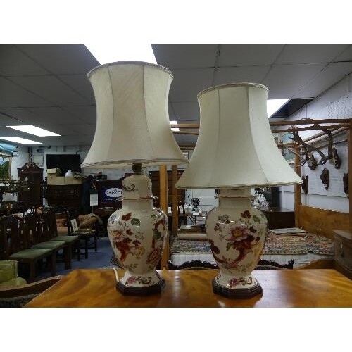 A pair of Masons Red Mandalay ceramic Lamp Bases, the lamp b...