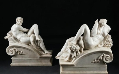 A pair of marble figures of The Day and The Night