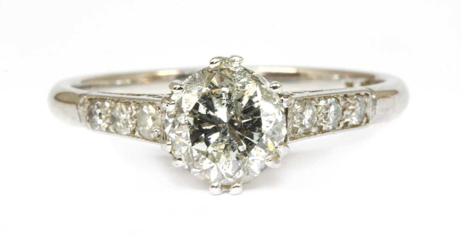 A platinum single stone diamond ring