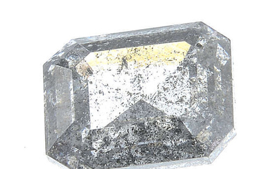 A rectangular-shape diamond, weighing 0.60ct.