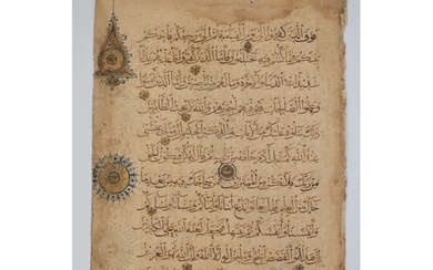 A remarkable leaf is a fragment from a Mamluk Qur'an, featur...
