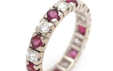 SOLD. A ruby and diamond eternity ring set with eight rubies and nine diamonds weighing a total of app. 0.90 ct., mounted in 18k white gold. Size 52. – Bruun Rasmussen Auctioneers of Fine Art