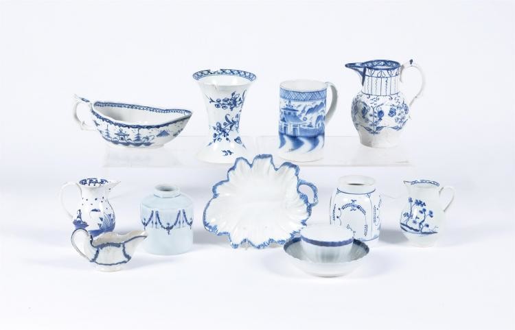 A selection of British blue and white ceramics