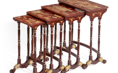 A set of Chinese Export lacquer quartetto tables