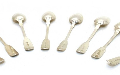 A set of nine Victorian fiddle pattern teaspoons