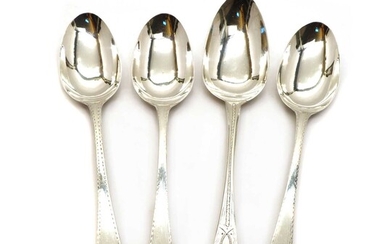 A set of three George III Old English pattern silver tablespoons