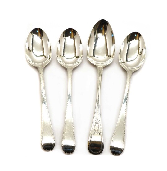 A set of three George III Old English pattern silver tablespoons