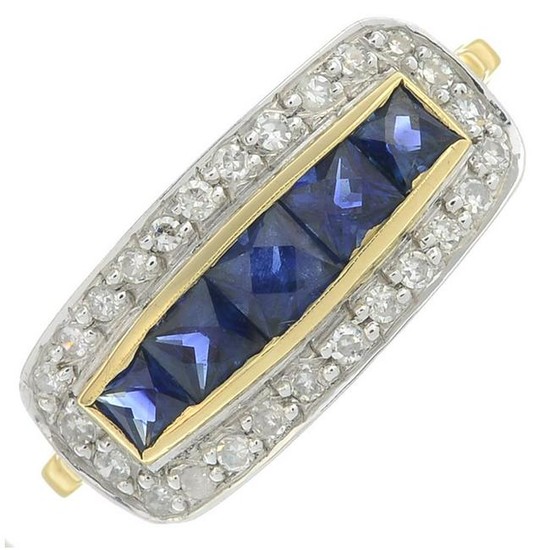A single-cut diamond and sapphire dress ring.Estimated