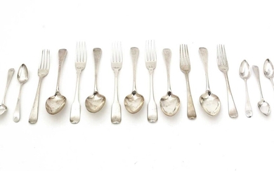 A small group of silver flatware, Newcastle hallmarked.