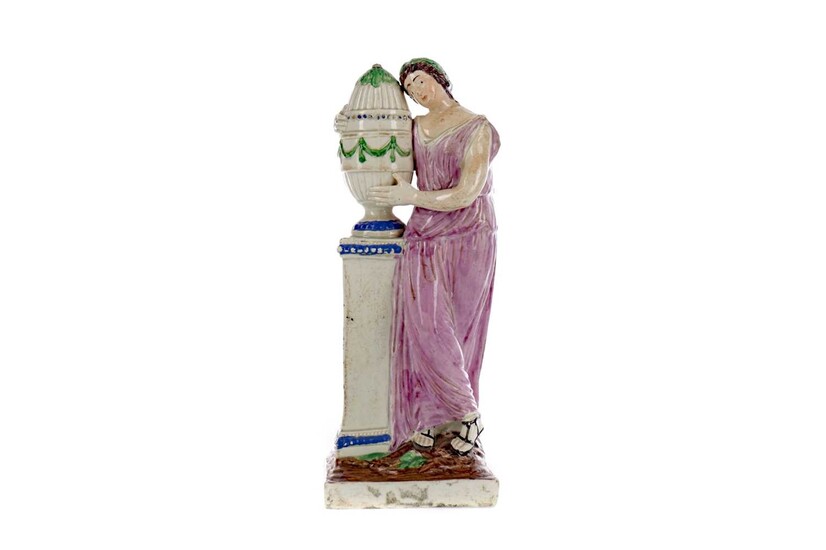 AN EARLY 19TH CENTURY STAFFORDSHIRE CREAMWARE FIGURE OF ANDROMACHE
