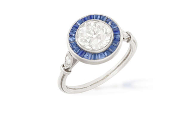 AN EARLY 20TH CENTURY SAPPHIRE AND DIAMOND TARGET...