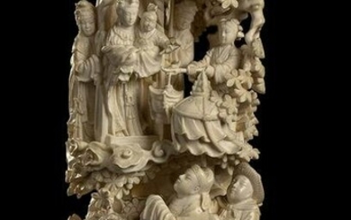 AN IVORY GROUP WITH FIGURES China, early 20th century