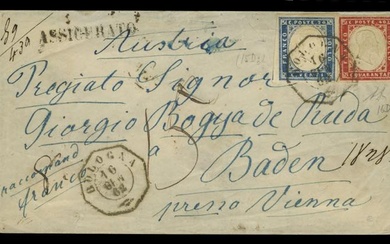 ANTICHI STATI ITALIANI. Assicurata (raccomandata) da Bologna, 16.1.1862, per Baden...