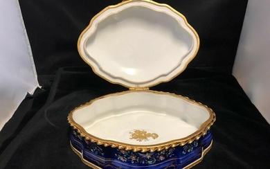 ANTIQUE HAND PAINTED FRENCH PORCELAIN AND GILT BRONZE