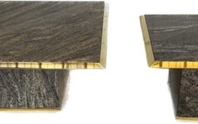 ATTR. FEDAM DESIGN MARBLE AND BRASS SIDE TABLES