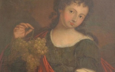 ATTRIBUTED TO THOMAS UWINS, GIRL WITH GRAPES, OIL ON CANVAS, 71 X 59CM