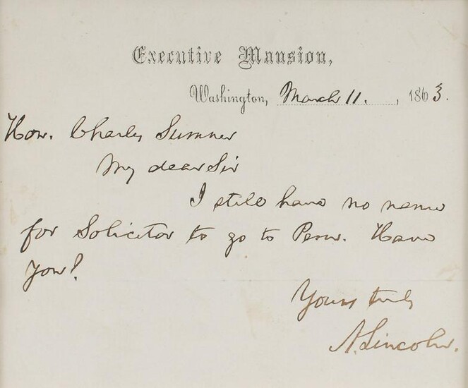Abraham Lincoln Autograph Letter Signed