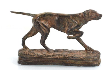 After Pierre Chenet, a bronze model of a pointer dog,...