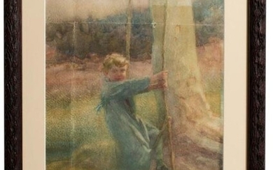 Alexander Brownlie Watercolor Girl on Swing