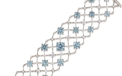 Alexander Laut, Aquamarine and Diamond Bracelet
