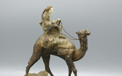 Alexandre Leonard 1821-1877 Bronze Arab on Camel Signed