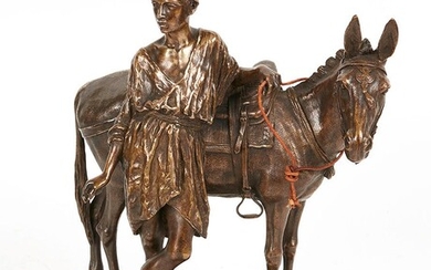 Alfred DUBUCAND (1828-1894) L’ânier du Caire Bronze à patine brune nuancée signé à la base...