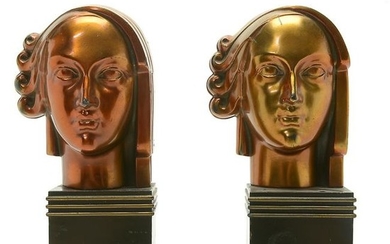 American Art Deco Ronson Brass Bookends Formed as